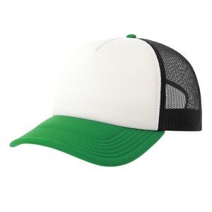 Atlantis Unisex Adult Rapper-S 5 Panel Recycled Mid Visor Trucker Cap / White/Bl